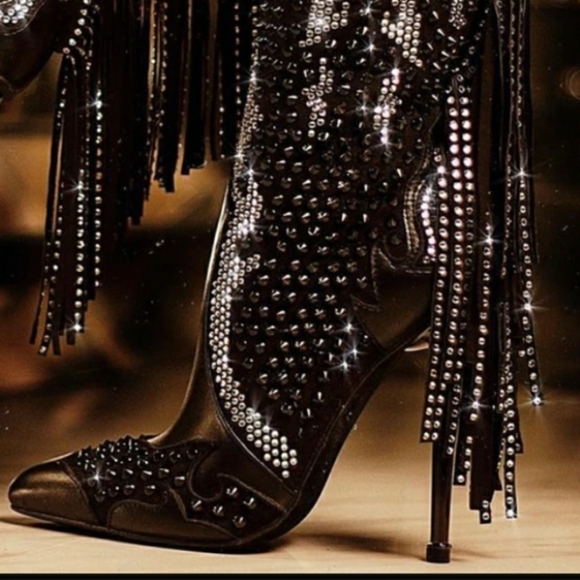 Private Label Shoes - NWB Fring and Rhinestone Stiletto Booties